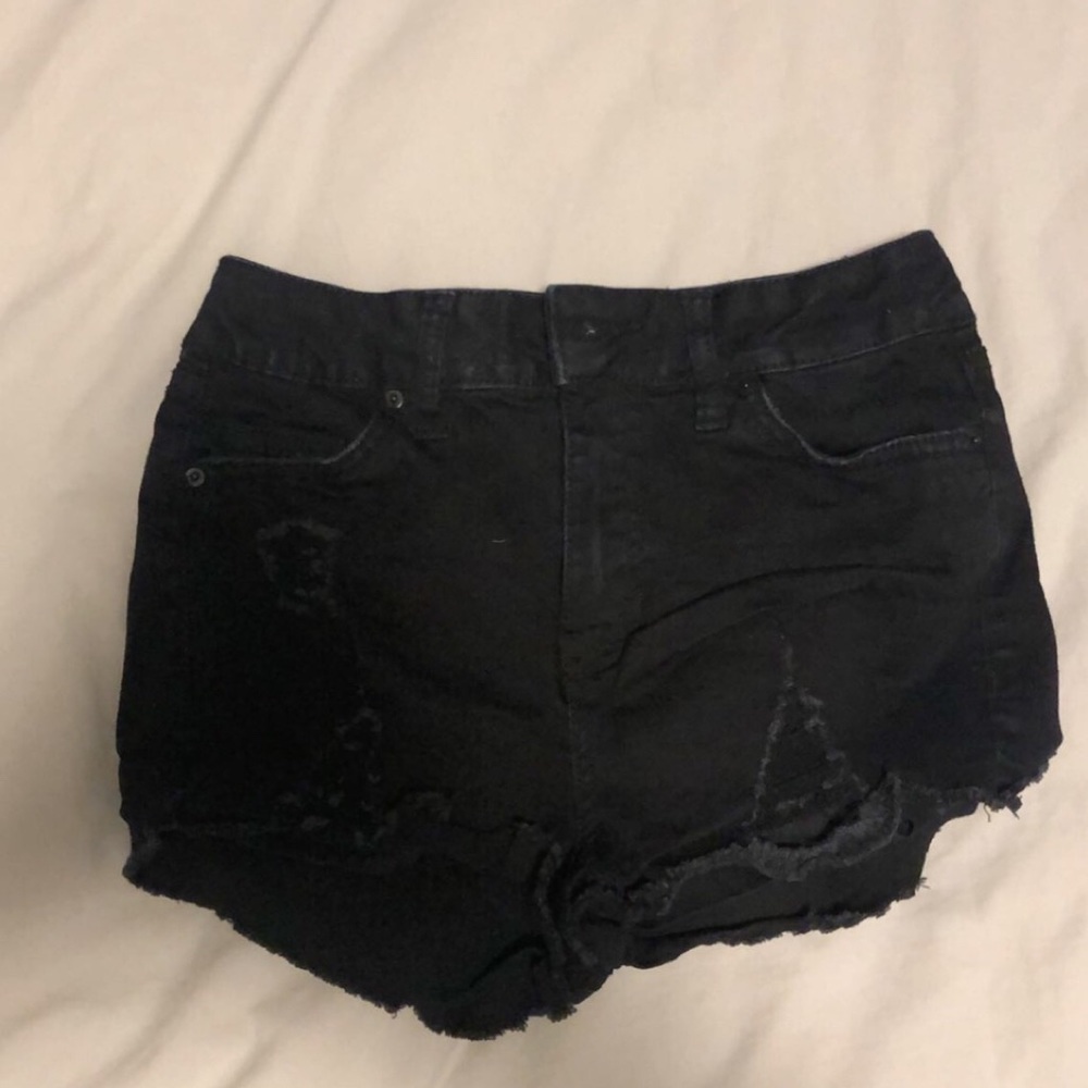 black jean shorts
